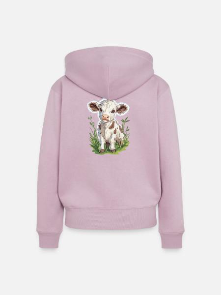 Kuh - Frauen Premium Bio Zip Hoodie - Altrosa