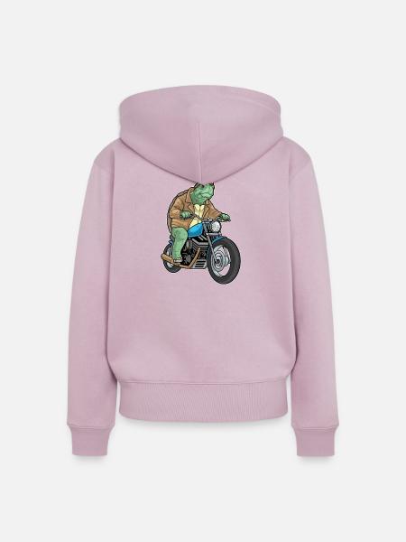 Schildkröte Motorrad - Frauen Premium Bio Zip Hoodie - Altrosa