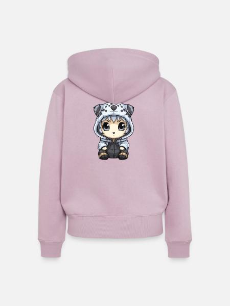 Schneeleopard Winter leopard Baby - Frauen Premium Bio Zip Hoodie - Altrosa