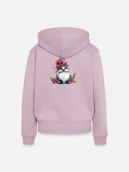 Blumenpracht Gartenzwerg - Frauen Premium Bio Zip Hoodie - Altrosa