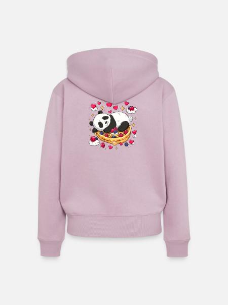 Panda auf Waffelträumen - Frauen Premium Bio Zip Hoodie - Altrosa