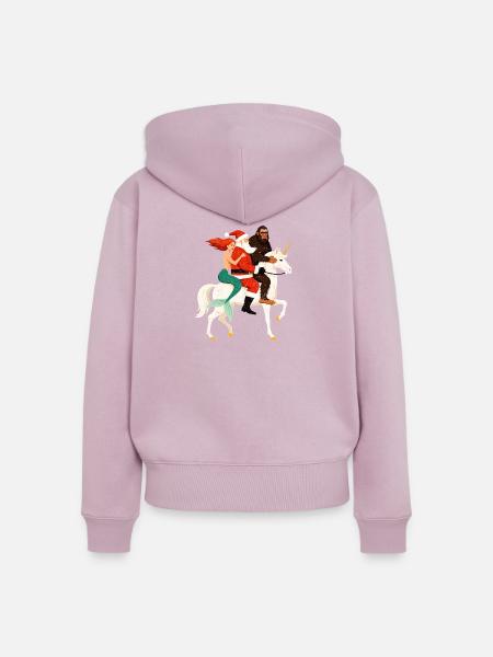 Weihnachtshelden auf Einhorn - Frauen Premium Bio Zip Hoodie - Altrosa