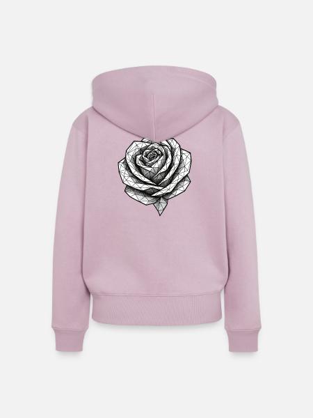 Geometrische Rose Schwarzweiß - Frauen Premium Bio Zip Hoodie - Altrosa