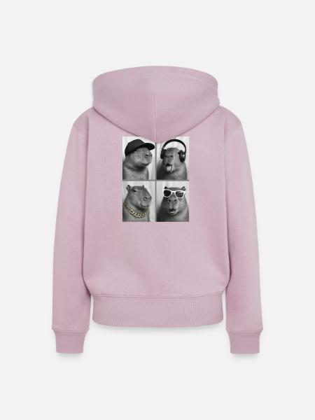 Capybara - Frauen Premium Bio Zip Hoodie - Altrosa