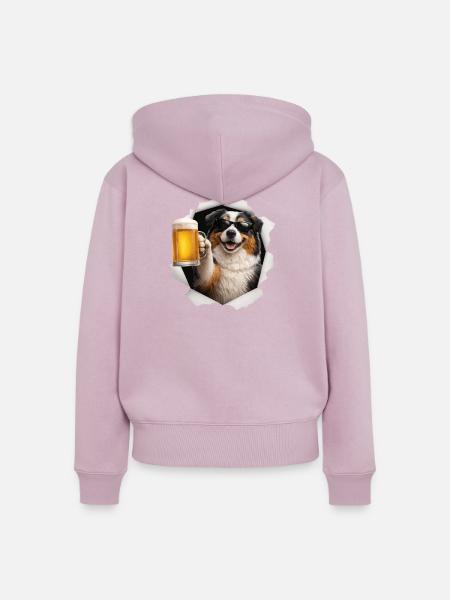 Australian Shepherd Bier - Frauen Premium Bio Zip Hoodie - Altrosa