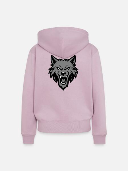 Wolf Kopf Logo - Frauen Premium Bio Zip Hoodie - Altrosa