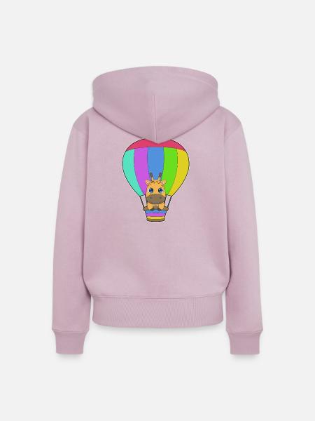 Giraffe Heißluftballon - Frauen Premium Bio Zip Hoodie - Altrosa