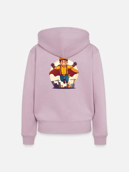 Bauhelden Superheld Bauarbeiter Held der Baustelle - Frauen Premium Bio Zip Hoodie - Altrosa