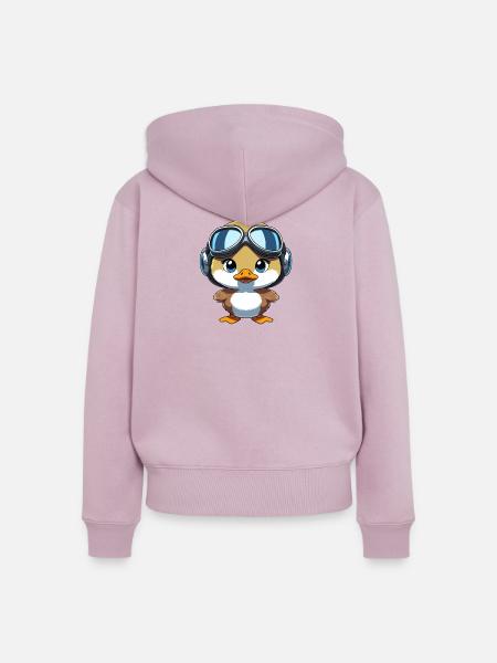 Quakender Pilot mit Fliegerbrille - Frauen Premium Bio Zip Hoodie - Altrosa