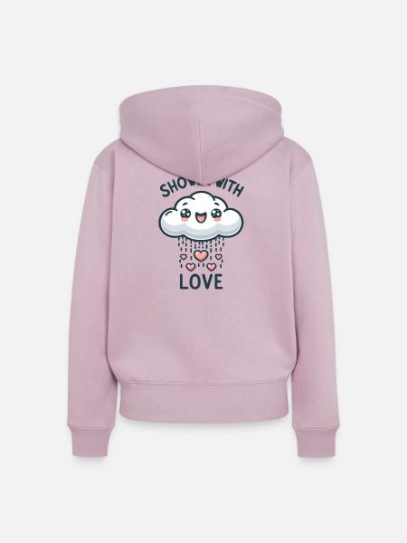 Regenwolke der Liebe mit Herzen - Frauen Premium Bio Zip Hoodie - Altrosa