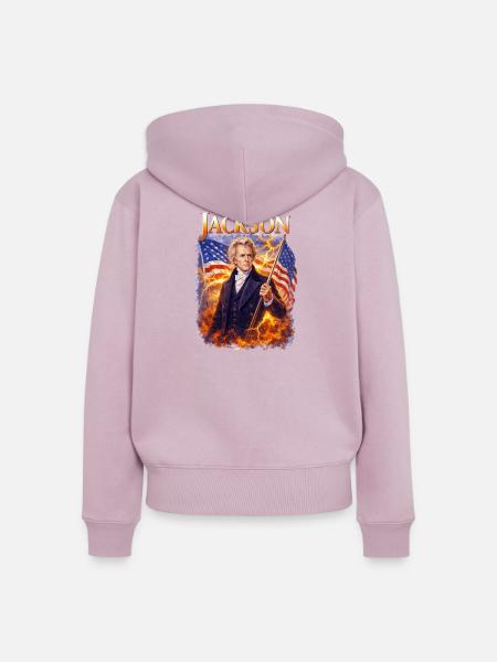Jacksons Freiheitsheld mit Flagge - Frauen Premium Bio Zip Hoodie - Altrosa