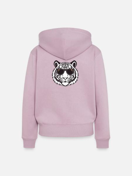 Tiger Chic schwarze Brille - Frauen Premium Bio Zip Hoodie - Altrosa