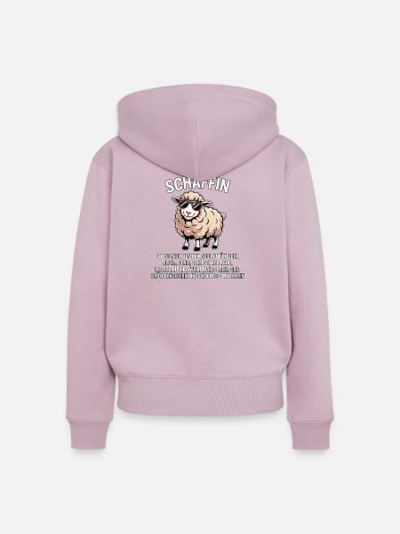 Schäffin - Alpha Schaf mit Sonnenbrille - Frauen Premium Bio Zip Hoodie - Altrosa