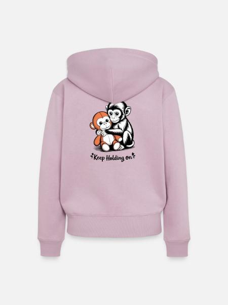 Affenumarmung hält weiter fest - Frauen Premium Bio Zip Hoodie - Altrosa