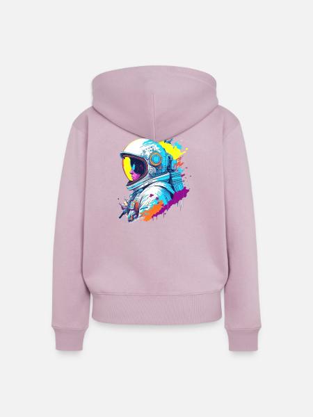 Astronaut Farbspritzer Illustration - Frauen Premium Bio Zip Hoodie - Altrosa
