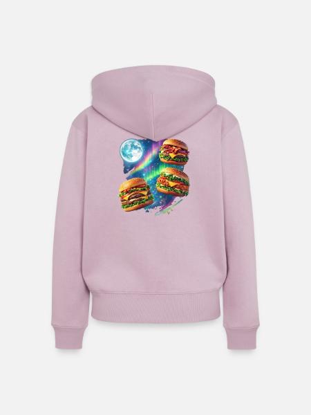 Weltraum Burger Symphonie - Frauen Premium Bio Zip Hoodie - Altrosa