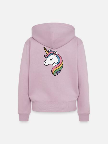 Einhorn Mädchen - Frauen Premium Bio Zip Hoodie - Altrosa