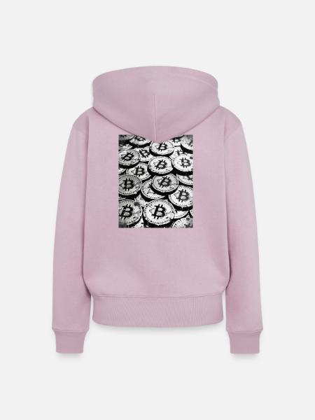 Bitcoin-Münzen-Mosaik - Frauen Premium Bio Zip Hoodie - Altrosa