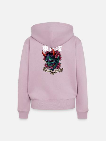 Hannya-Yōkai Dämon Oni - Frauen Premium Bio Zip Hoodie - Altrosa