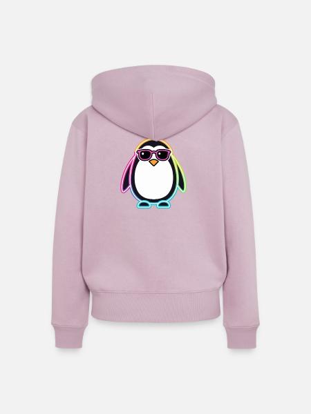 Pinguin-Neonbrillen - Frauen Premium Bio Zip Hoodie - Altrosa