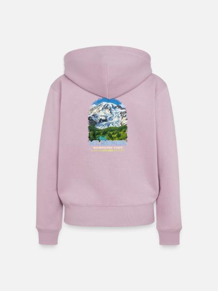 Mt Rainier Wasserfarben Landschaft - Frauen Premium Bio Zip Hoodie - Altrosa