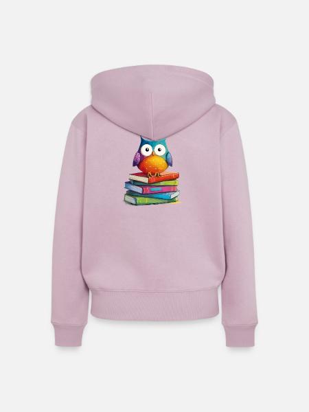 Bücherstapel Eule - Frauen Premium Bio Zip Hoodie - Altrosa