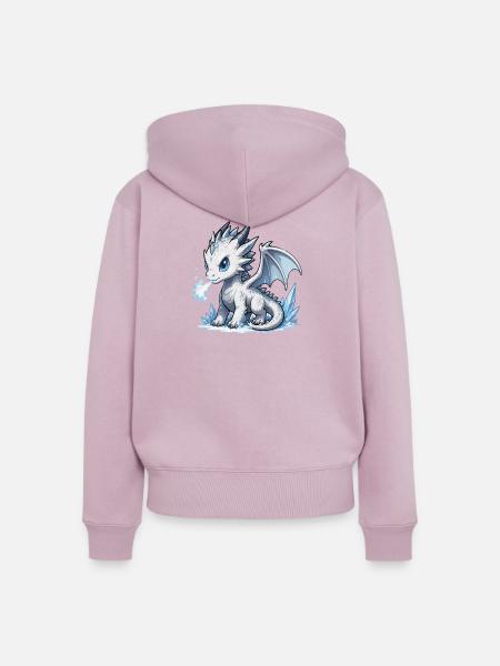 Kristall-Eisdrache - Frauen Premium Bio Zip Hoodie - Altrosa