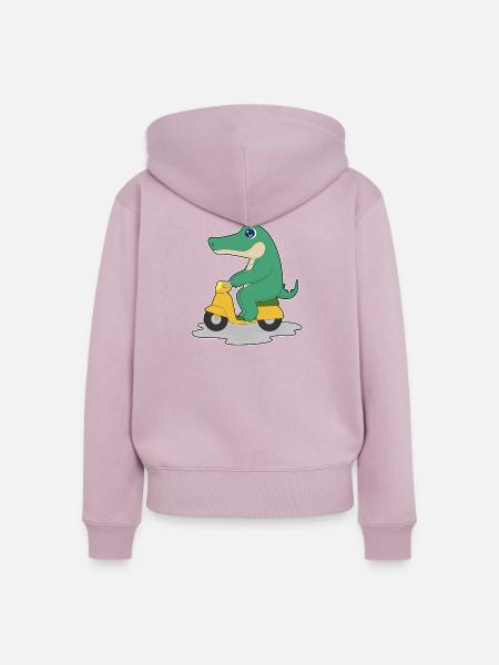 Krokodil Motorroller - Frauen Premium Bio Zip Hoodie - Altrosa