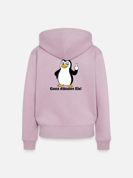 Frecher Pinguin Mittelfinger - Frauen Premium Bio Zip Hoodie - Altrosa
