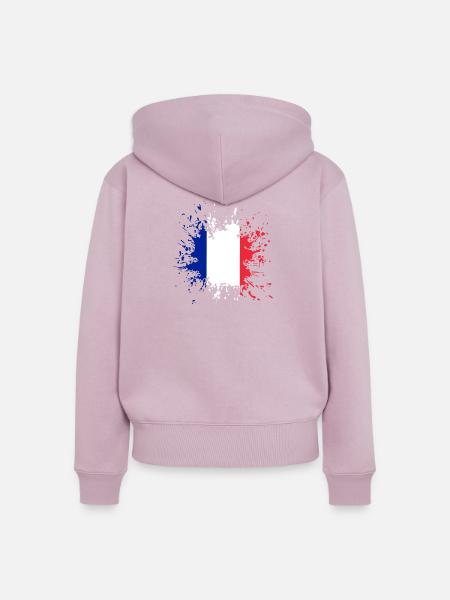 FranzösischeFlagge Spritzer - Frauen Premium Bio Zip Hoodie - Altrosa