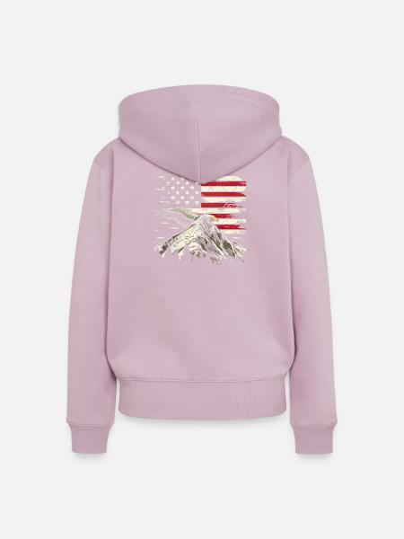Hiking Patriotic Mountain Trail Backpacking Americ - Frauen Premium Bio Zip Hoodie - Altrosa