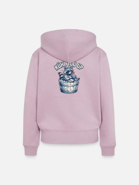 Cooler Waschbär Eis - Frauen Premium Bio Zip Hoodie - Altrosa