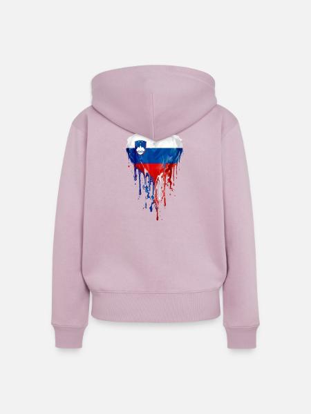 Herz aus Slowenischer Flagge - Frauen Premium Bio Zip Hoodie - Altrosa