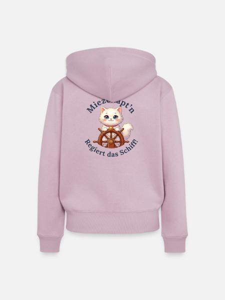 Miezekäpt'n regiert das Schiff - Frauen Premium Bio Zip Hoodie - Altrosa