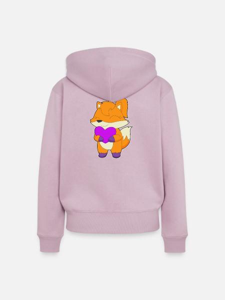 Fuchs Herz - Frauen Premium Bio Zip Hoodie - Altrosa
