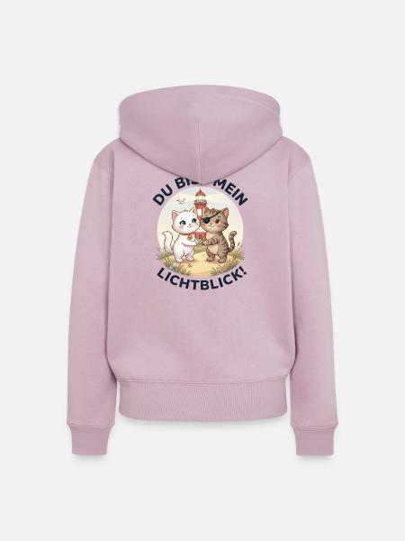 Katzen Leuchtturm Lichtblick - Frauen Premium Bio Zip Hoodie - Altrosa