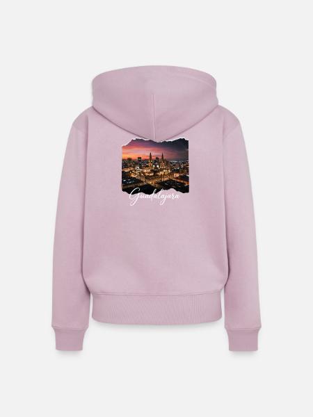 Nächtliche Guadalajara Skyline - Frauen Premium Bio Zip Hoodie - Altrosa