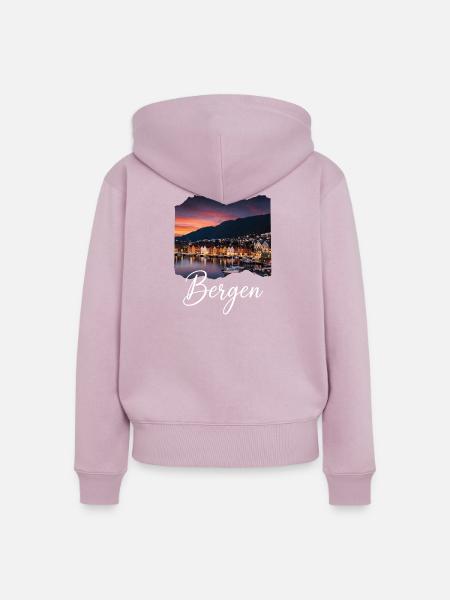 Bergen Hafenabend - Frauen Premium Bio Zip Hoodie - Altrosa