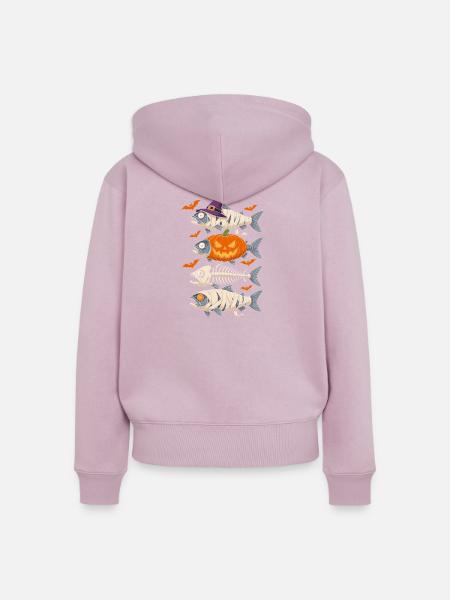 Kürbisfisch mit Bandagen Halloween - Frauen Premium Bio Zip Hoodie - Altrosa