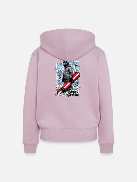 Powder Patrol Snowboard - Frauen Premium Bio Zip Hoodie - Altrosa