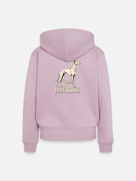 Großes dunkles, gutaussehendes Windhundhemd - Frauen Premium Bio Zip Hoodie - Altrosa