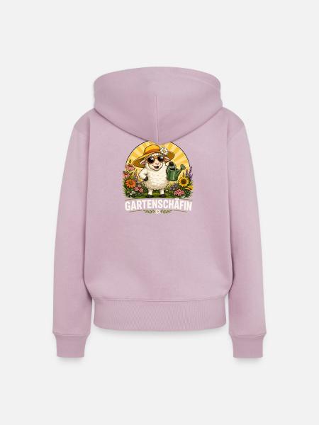 Gartenschäfin Mit Gießkanne Blumen Garten - Frauen Premium Bio Zip Hoodie - Altrosa
