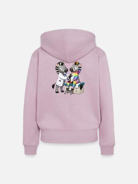 Zebra Vielfalt – Inklusion & Akzeptanz - Frauen Premium Bio Zip Hoodie - Altrosa
