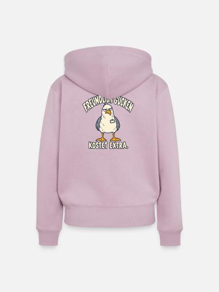 Freundlich gucken kostet extra – Möwe - Frauen Premium Bio Zip Hoodie - Altrosa