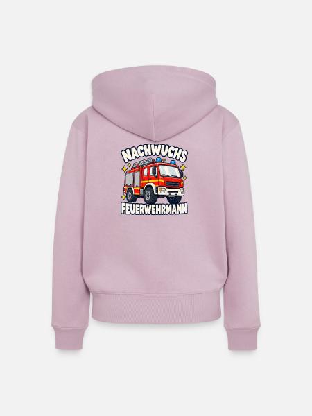 Nachwuchs Feuerwehrmann mit Feuerwehrauto - Frauen Premium Bio Zip Hoodie - Altrosa