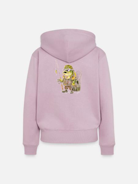 Froschangler im Camouflage-Outfit - Frauen Premium Bio Zip Hoodie - Altrosa
