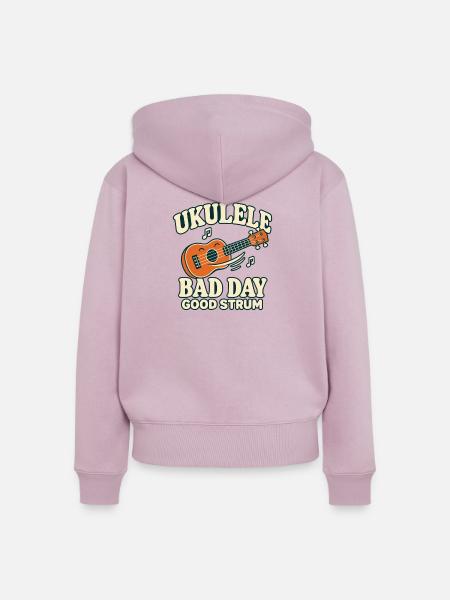 Lustiger Ukulele-spieler Dunkler Humor - Frauen Premium Bio Zip Hoodie - Altrosa