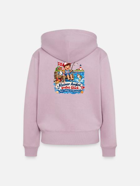 KleinerAngler GroßesGlück Küstenpoesie - Frauen Premium Bio Zip Hoodie - Altrosa