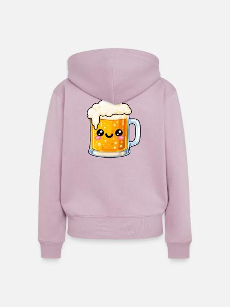 Kawaii Bierkrug Jubel - Frauen Premium Bio Zip Hoodie - Altrosa