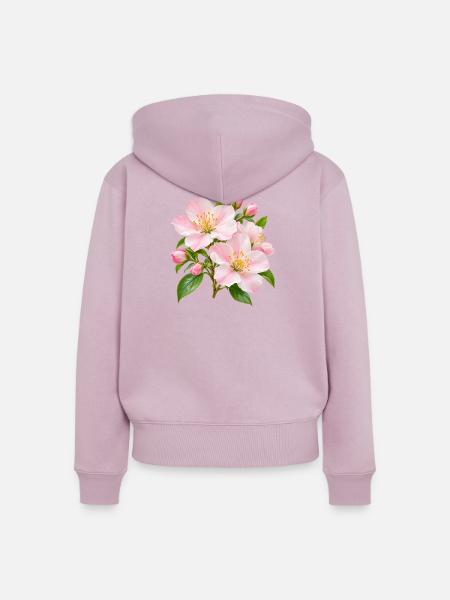 Rosa Apfelblüten-Blüten-Floral - Frauen Premium Bio Zip Hoodie - Altrosa